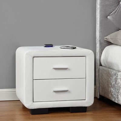 Cassetti di cuoio del comodino due del tessuto del Faux bianchi con l'altoparlante di Bluetooth