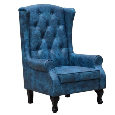 L'alto accento del Wingback della vasca presiede la poltrona di Chesterfield del velluto che pranza il salone